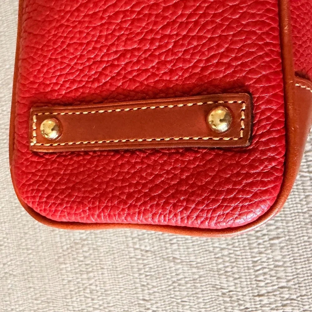 New Dooney & Bourke Women's Red Pebbled Leather Hobo Shoulder Bag Gold Hardware